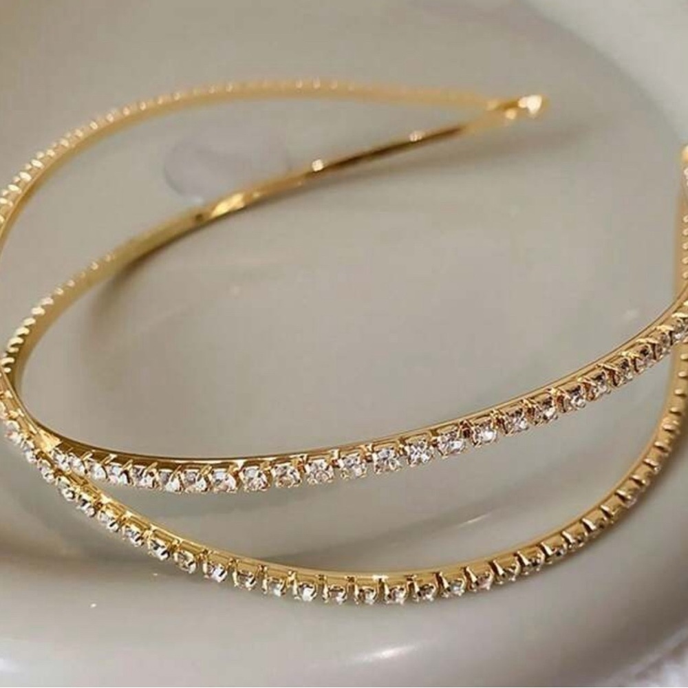 New Gold rhinestone headband X-shaped elegant ✨✨✨🔥🔥🔥